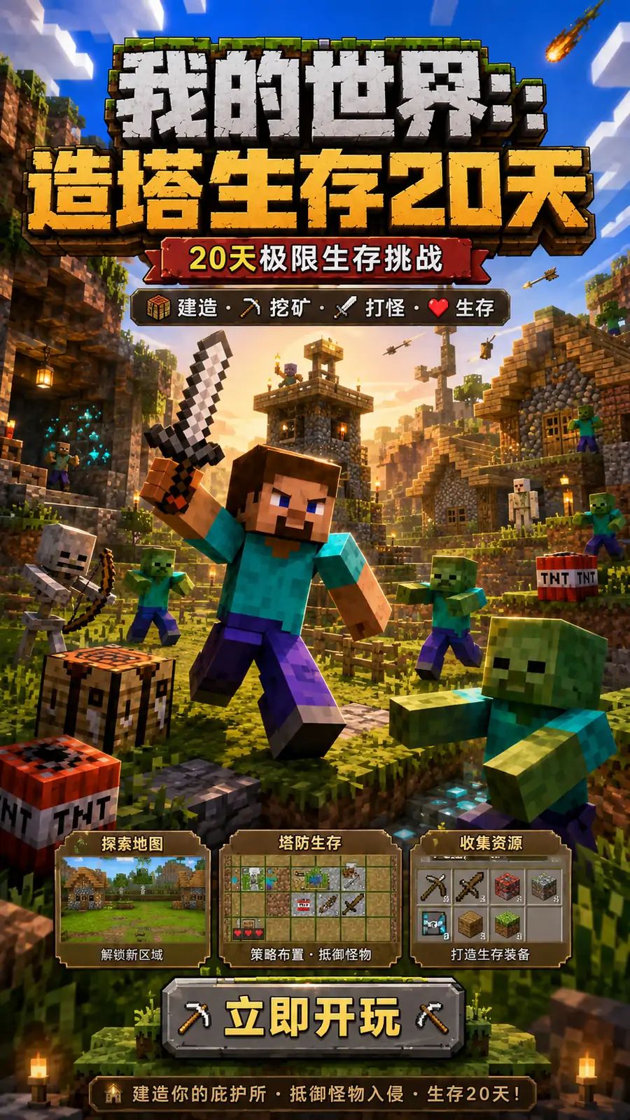我的世界：造塔生存20天（自制）游戏截图2